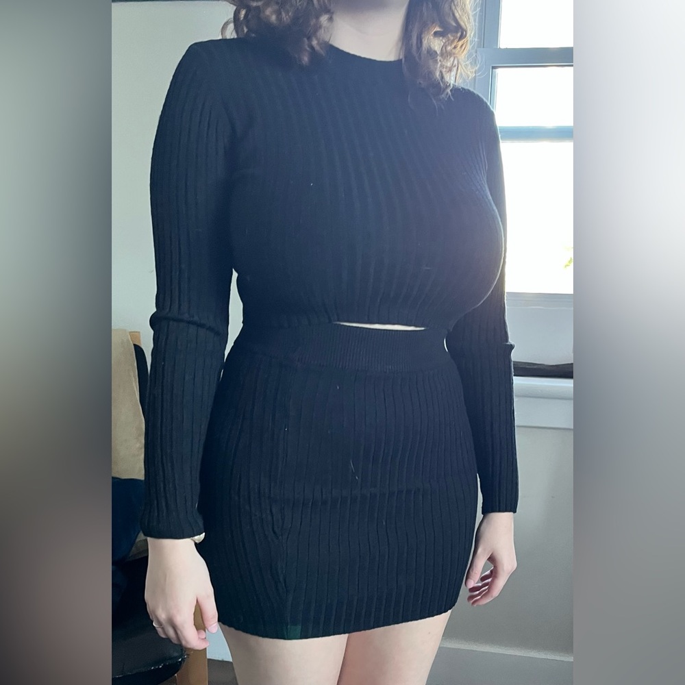 Matching skirt and long sleeve shirt from garage